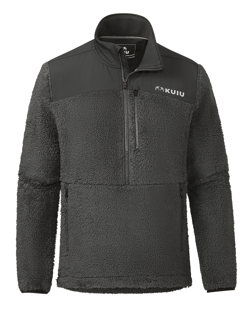 Sherpa Fleece Zip Pullover | Asphalt
