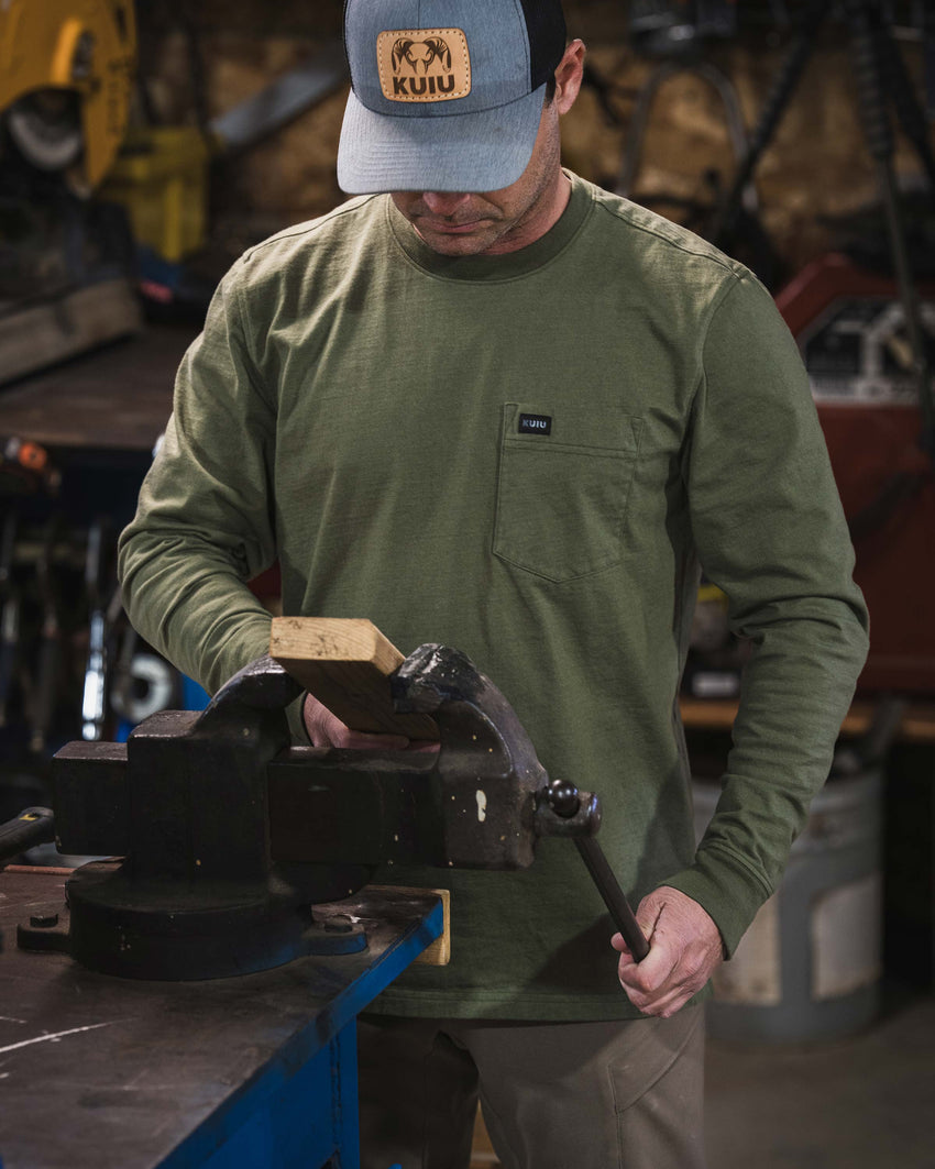 Workgrade LS Pocket Crew | Evergreen
