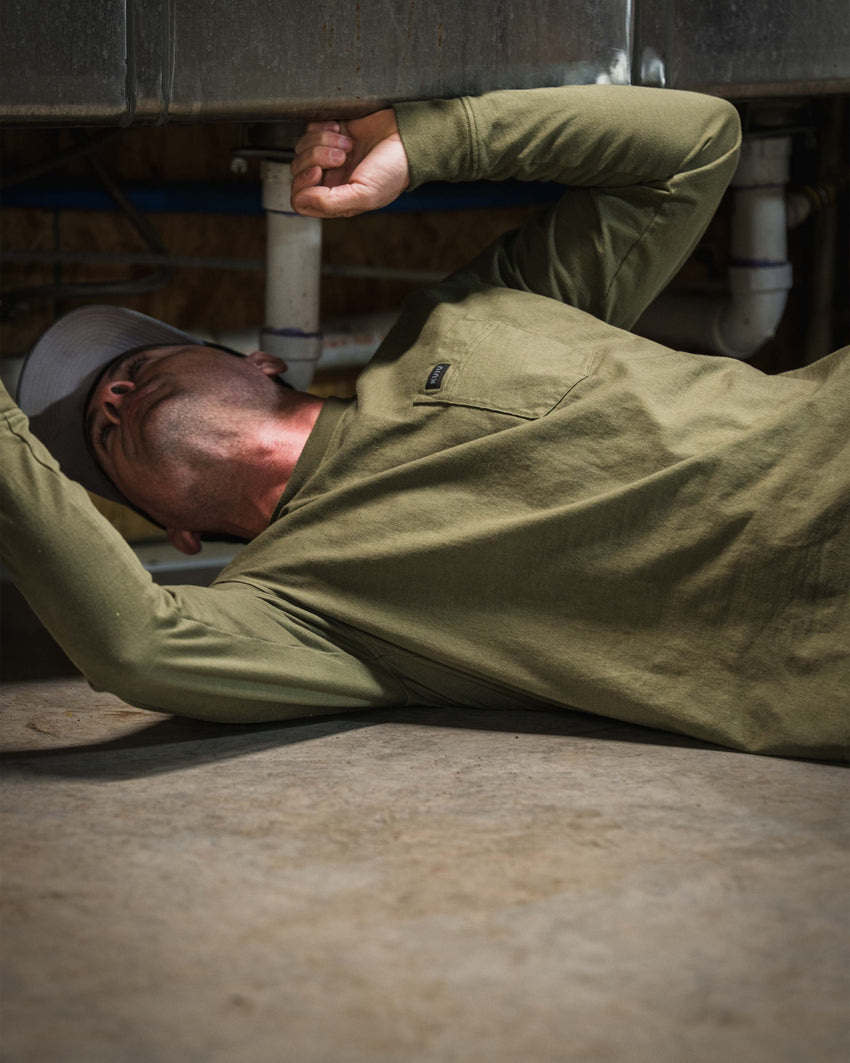 Workgrade LS Pocket Crew | Steel Blue