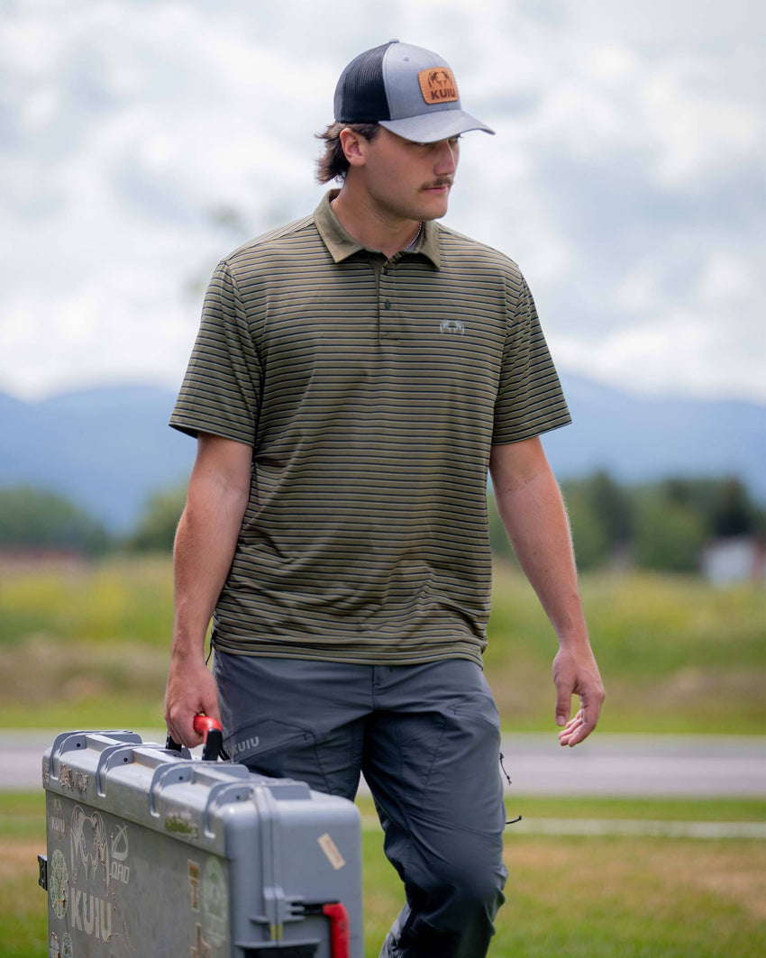 KUIU Performance Polo Stripe | Evergreen Stripe