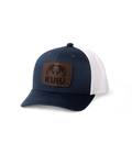Youth Leather Patch Mesh Back Hat | Navy/White
